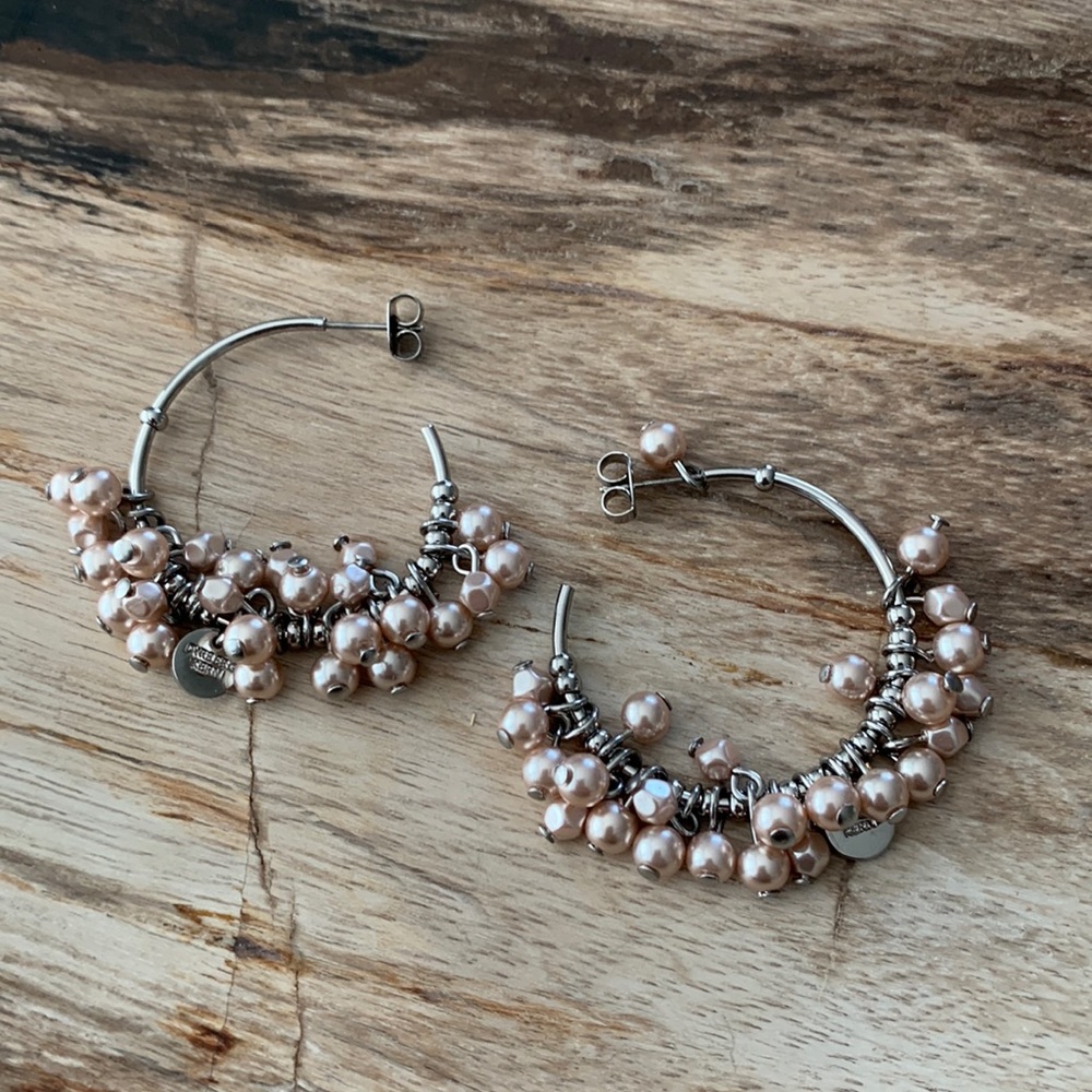 Dyrberg/Kern Vipas pearl open hoop earrings